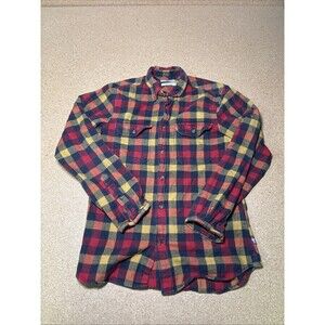 Fjallraven Skog True Red Flannel Plaid Button Up Shirt Slim Fit Men's S I1
